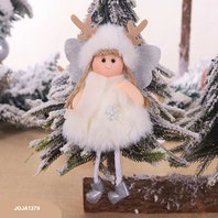 Závesná vianočná dekorácia Anjel s krídlami biely