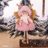 Závesná vianočná dekorácia Anjel s krídlami ružový