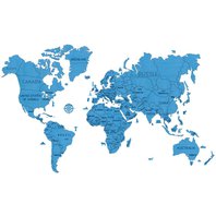 Drevená mapa sveta na stenu XXL Tyrkysová