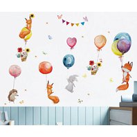 Nálepka na stenu Zvieratká na balónoch (100 x 110 cm)