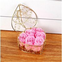 Mydlové ružičky v kovovom košíku (6 ks) ružové