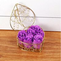 Mydlové ružičky v kovovom košíku (6 ks) fialové